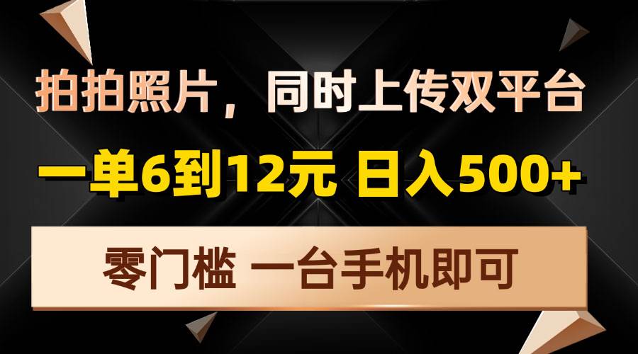（13783期）拍拍照片，同时上传双平台，一单6到12元，轻轻松松日入500+，零门槛，…-占领资源网