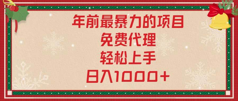 （13773期）年前最暴力的项目，免费代理，轻松上手，日入1000+-占领资源网