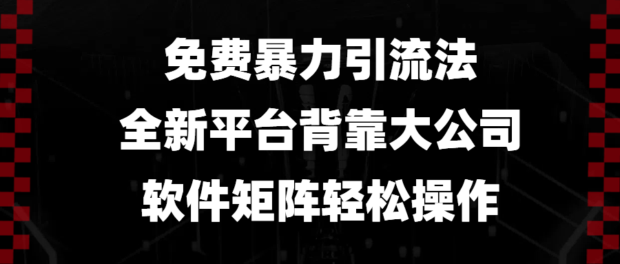 （13745期）免费暴力引流法，全新平台，背靠大公司，软件矩阵轻松操作-占领资源网