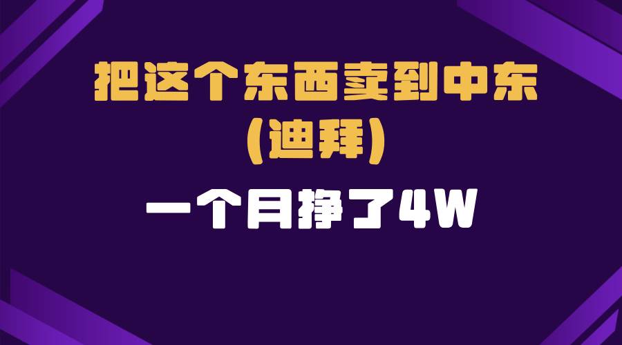 （13740期）跨境电商一个人在家把货卖到迪拜，暴力项目拆解-占领资源网