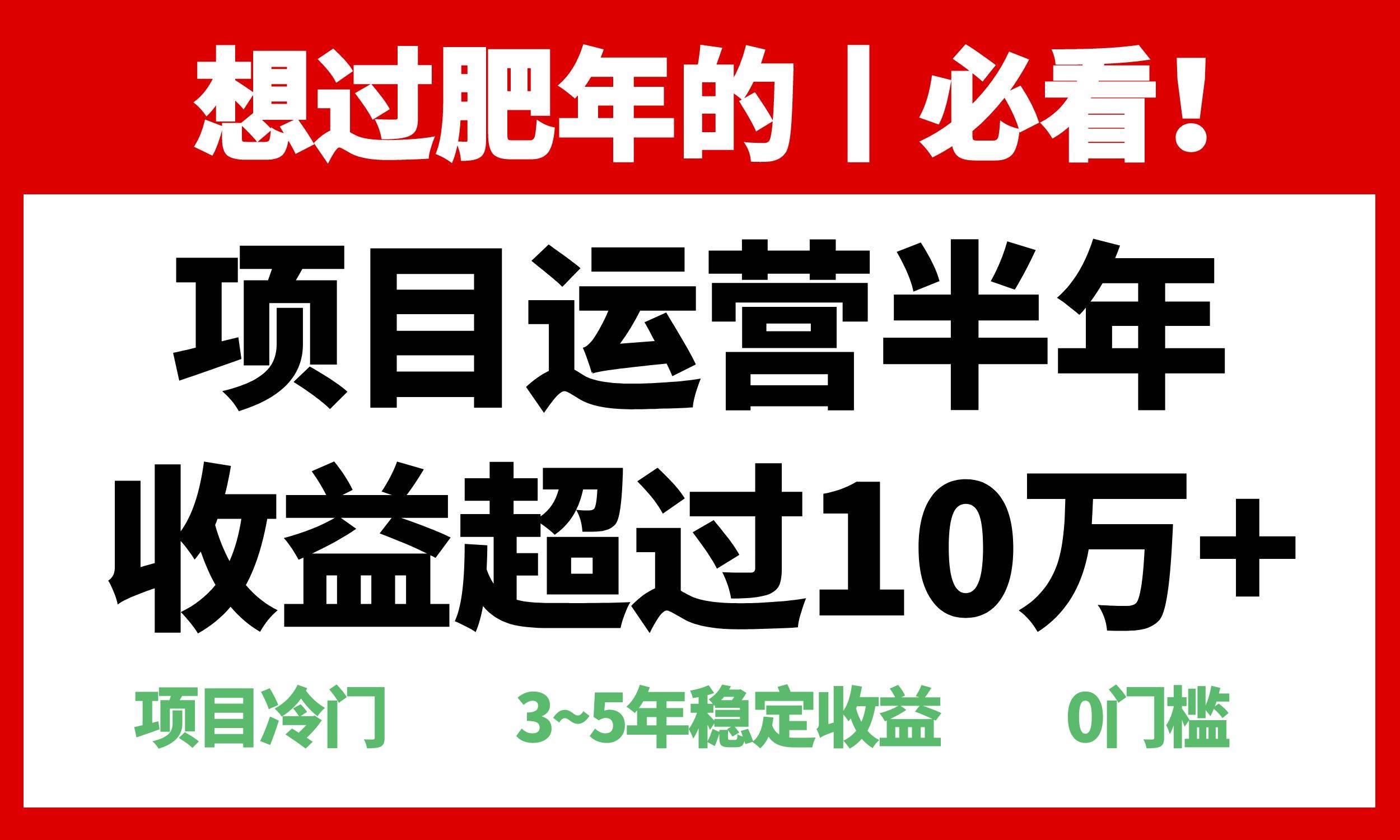 （13663期）年前过肥年的必看的超冷门项目，半年收益超过10万+，-占领资源网