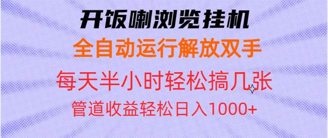 （13655期）开饭喇浏览挂机全自动运行解放双手每天半小时轻松搞几张管道收益日入1000+-占领资源网