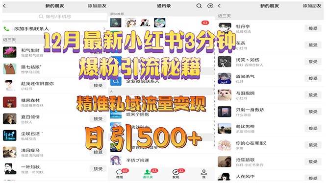 （13653期）12月最新小红书3分钟爆粉引流秘籍 精准私域流量变现 日引500+-占领资源网