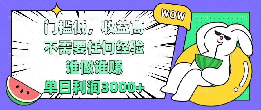 （13651期） 门槛低，收益高，不需要任何经验，谁做谁赚，单日利润3000+-占领资源网