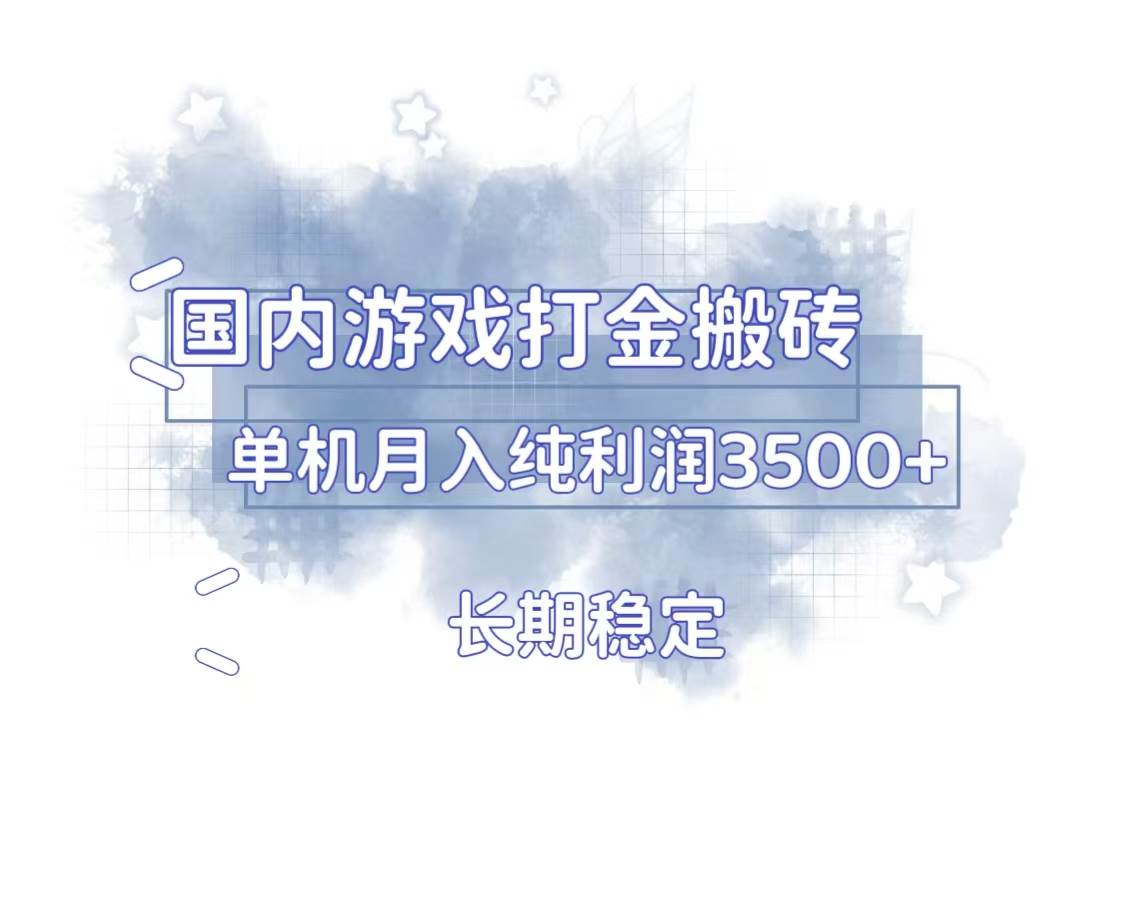 （13584期）国内游戏打金搬砖，长期稳定，单机纯利润3500+多开多得-占领资源网