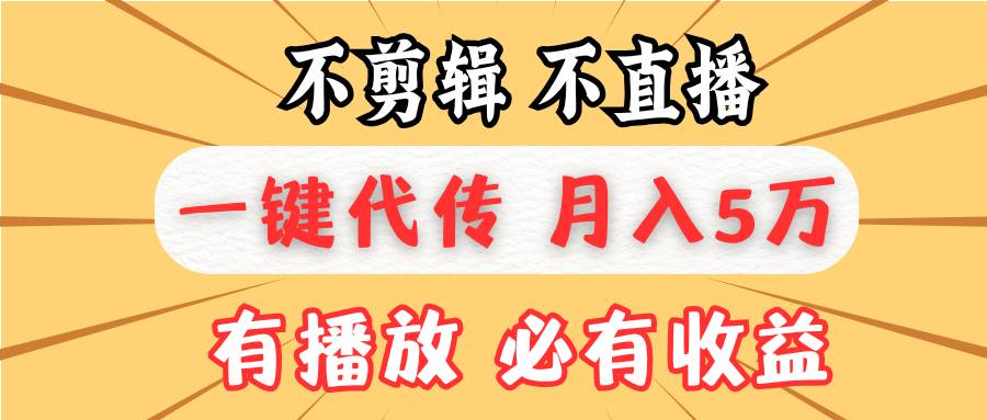 （13555期）不剪辑不直播，一键代发，月入5万懒人必备，我出视频你来发-占领资源网