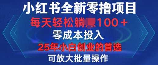 小红书全新纯零撸项目，只要有号就能玩，可放大批量操作，轻松日入100+【揭秘】-占领资源网