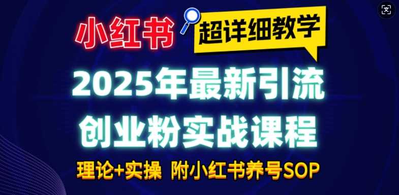 2025年最新小红书引流创业粉实战课程【超详细教学】小白轻松上手，月入1W+，附小红书养号SOP-占领资源网