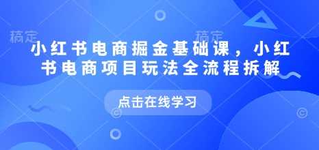 小红书电商掘金课，小红书电商项目玩法全流程拆解-占领资源网