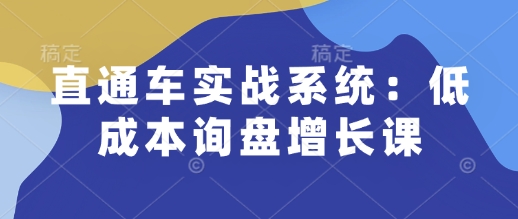 直通车实战系统：低成本询盘增长课，让个人通过技能实现升职加薪，让企业低成本获客，订单源源不断-占领资源网