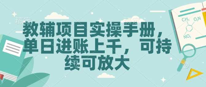 教辅项目实操手册，单日进账上千，可持续可放大-占领资源网