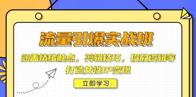 （14008期）流量引爆实战班，涵盖情绪触点，剪辑技巧，投放逻辑等，打造女性IP变现-占领资源网