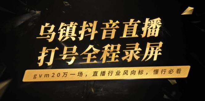 （14014期）乌镇抖音直播打号全程录屏，gvm20万一场，直播行业风向标，懂行必看-占领资源网