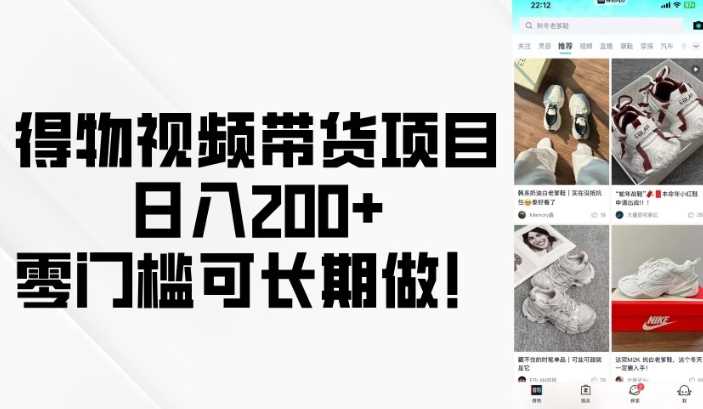 得物视频带货项目，日入200+，零门槛可长期做！-占领资源网