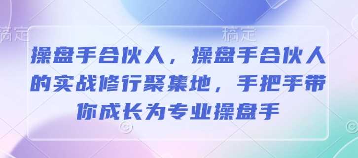 操盘手合伙人，操盘手合伙人的实战修行聚集地，手把手带你成长为专业操盘手-占领资源网