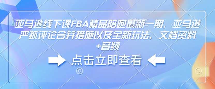 亚马逊线下课FBA精品陪跑最新一期，亚马逊严抓评论合并措施以及全新玩法，文档资料+音频-占领资源网