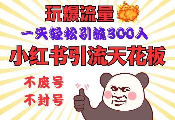 小红书引流天花板，玩爆流量，一天轻松引流300人，安全操作-占领资源网