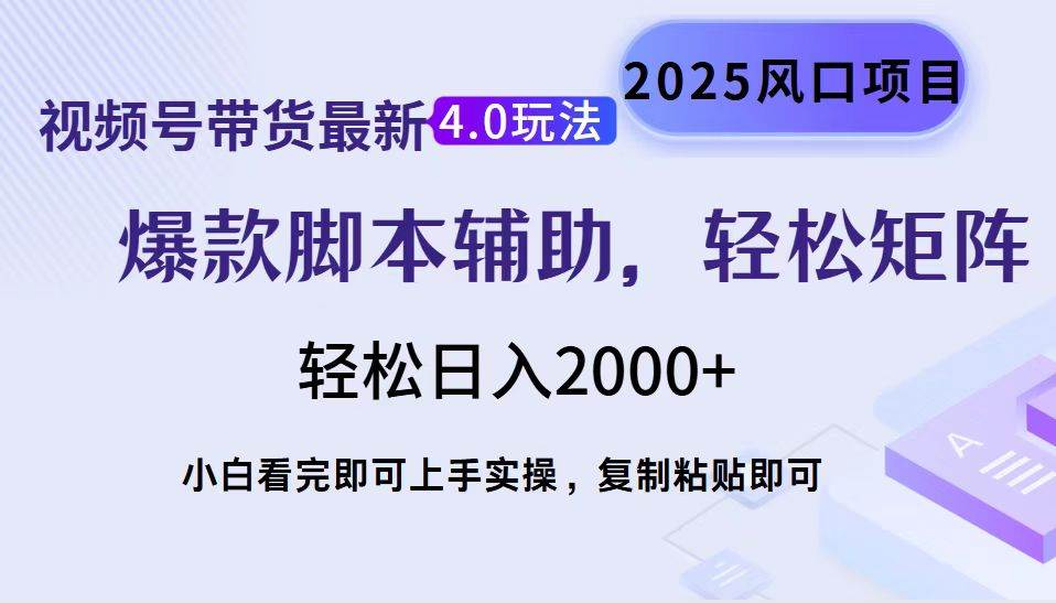 （14071期）视频号带货最新4.0玩法，作品制作简单，当天起号，复制粘贴，轻松矩阵…-占领资源网