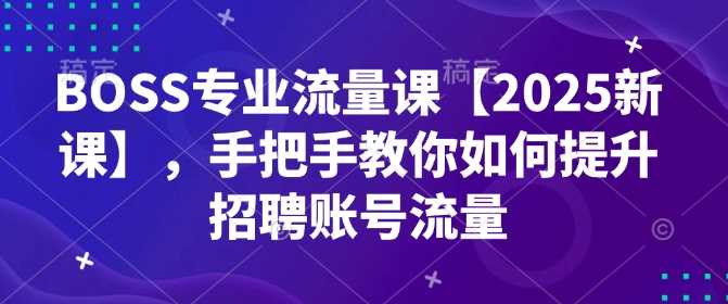 BOSS专业流量课【2025新课】，手把手教你如何提升招聘账号流量-占领资源网