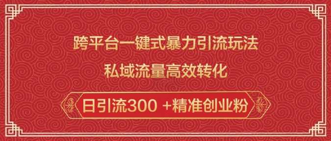 跨平台一键式暴力引流玩法，私域流量高效转化日引流300 +精准创业粉-占领资源网