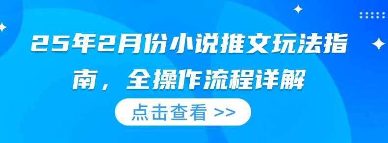 25年2月份小说推文玩法指南，全操作流程详解-占领资源网