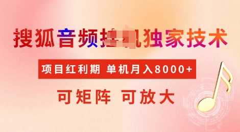 全网首发搜狐音频挂JI独家技术，项目红利期，可矩阵可放大，稳定月入8k【揭秘】-占领资源网