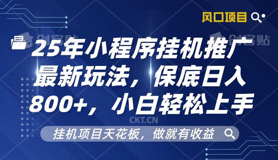 2025年小程序挂机推广最新玩法，保底日入800+，小白轻松上手-占领资源网