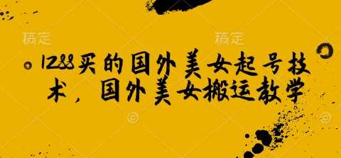 1288买的国外美女起号技术，国外美女搬运教学-占领资源网