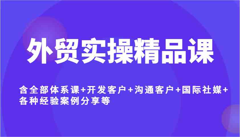 外贸实操精品课，含全部体系课+开发客户+沟通客户+国际社媒+各种经验案例分享等-占领资源网