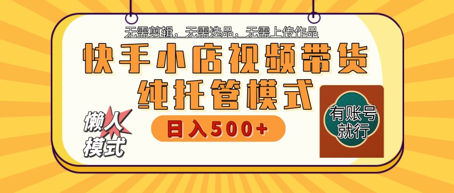 快手小店代运营躺赚项目 二八分成 长期稳定 保底月入3k+-占领资源网