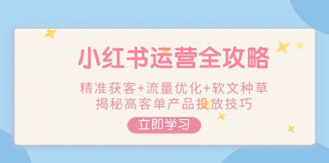 小红书运营全攻略，精准获客+流量优化+软文种草，揭秘高客单产品投放技巧-占领资源网