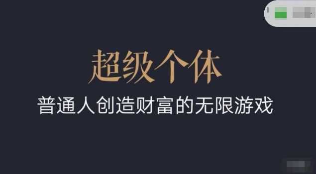 超级个体2024-2025翻盘指南，普通人创造财富的无限游戏-占领资源网