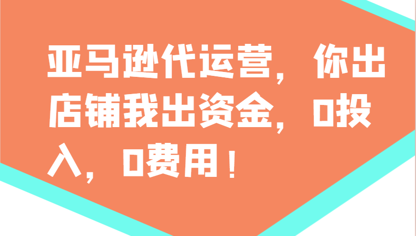 亚马逊代运营，你出店铺我出资金，0投入，0费用，无责任每天300分红，赢亏我承担-占领资源网
