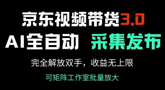 京东视频带货3.0，Ai全自动采集+自动发布，完全解放双手，收入无上限-占领资源网