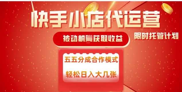 快手小店代运营，被动躺Z收益，收益五五分，单日稳定变现五张【揭秘】-占领资源网