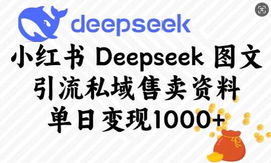 小红书Deepseek图文引流私域售卖资料，单日变现多张-占领资源网