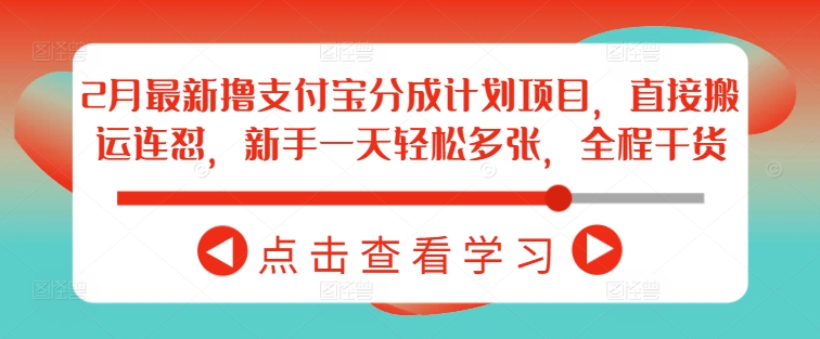 2月最新撸支付宝分成计划项目，直接搬运连怼，新手一天轻松多张，全程干货-占领资源网