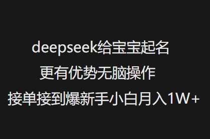 deepseek给宝宝起名更有优势无脑操作接单接到爆新手小白月入1W+-占领资源网