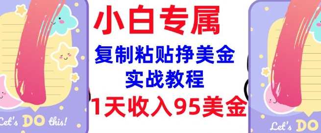 复制粘贴挣美金，0门槛，1天收入95美刀，3分钟学会，内部教程(首次公开)-占领资源网