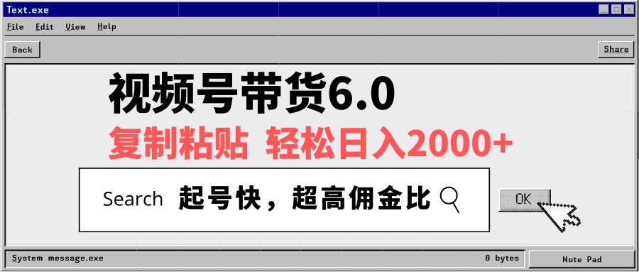 （14325期）视频号带货6.0，轻松日入2000+，起号快，复制粘贴即可，超高佣金比-占领资源网