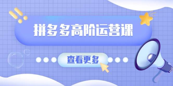 （14327期）拼多多高阶运营课：极致群爆款玩法，轻付费无尽复制，打造单品爆款之路-占领资源网