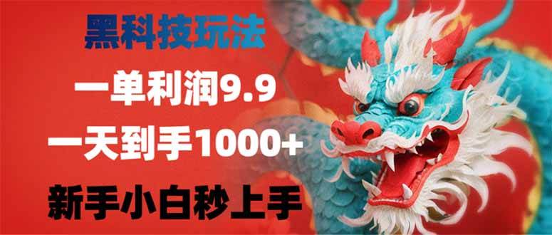 （14335期）黑科技玩法，一单利润9.9,一天到手1000+，新手小白秒上手-占领资源网