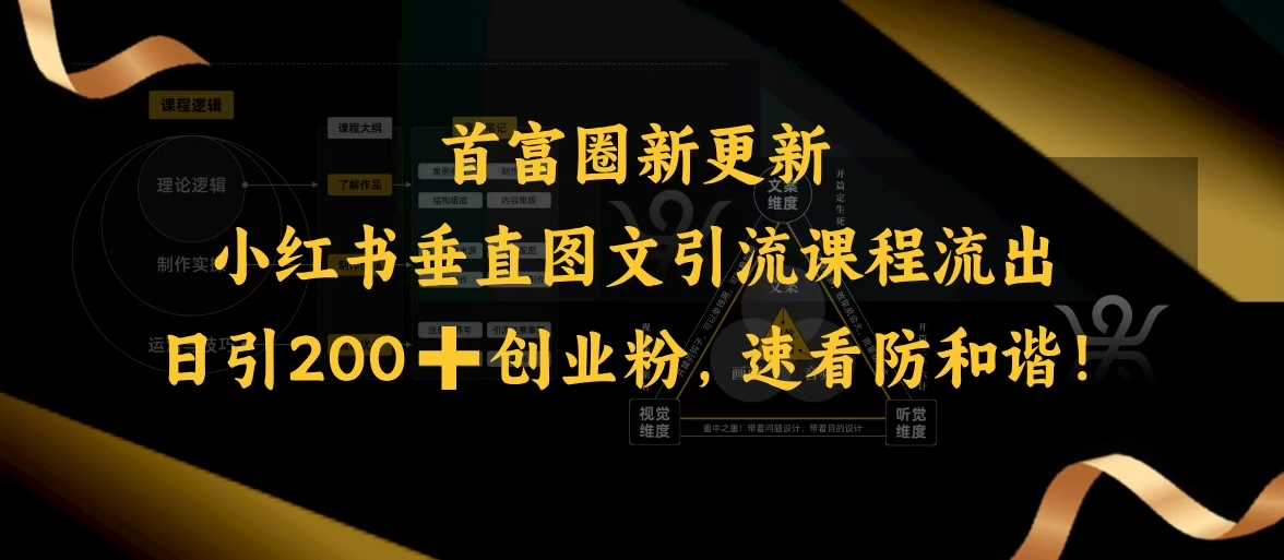 小红书垂直图文引流课程流出，日引200+创业粉，速看防和谐-占领资源网