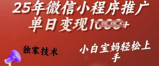 25年微信小程序推广单日变现多张，独家技术，小白宝妈轻松上手【揭秘】-占领资源网
