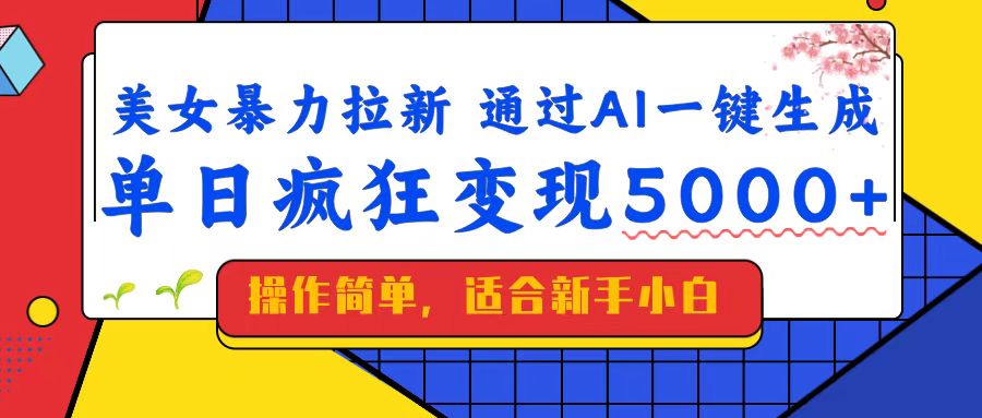 （14347期）美女暴力拉新，通过AI一键生成，单日疯狂变现5000+，纯小白一学就会！-占领资源网