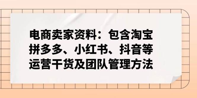 （14354期）电商卖家资料：包含淘宝、拼多多、小红书、抖音等运营干货及团队管理方法-占领资源网