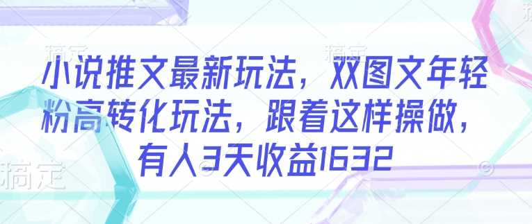 小说推文最新玩法，双图文年轻粉高转化玩法，跟着这样操做，有人3天收益1632-占领资源网
