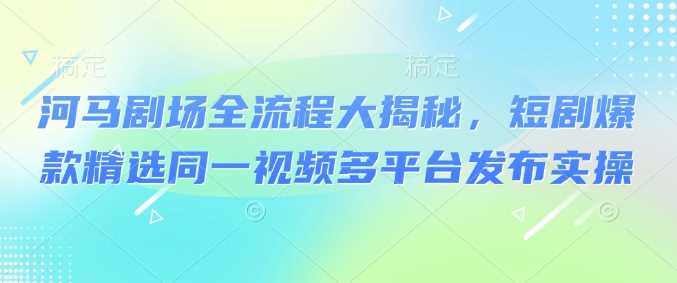 河马剧场全流程大揭秘，短剧爆款精选同一视频多平台发布实操-占领资源网