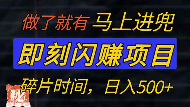 （14384期）零门槛 即刻闪赚项目！！！仅手机操作，利用碎片时间，轻松日赚500+-占领资源网