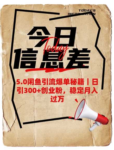 5.0闲鱼引流爆单秘籍，日引300+创业粉，稳定月入过W-占领资源网